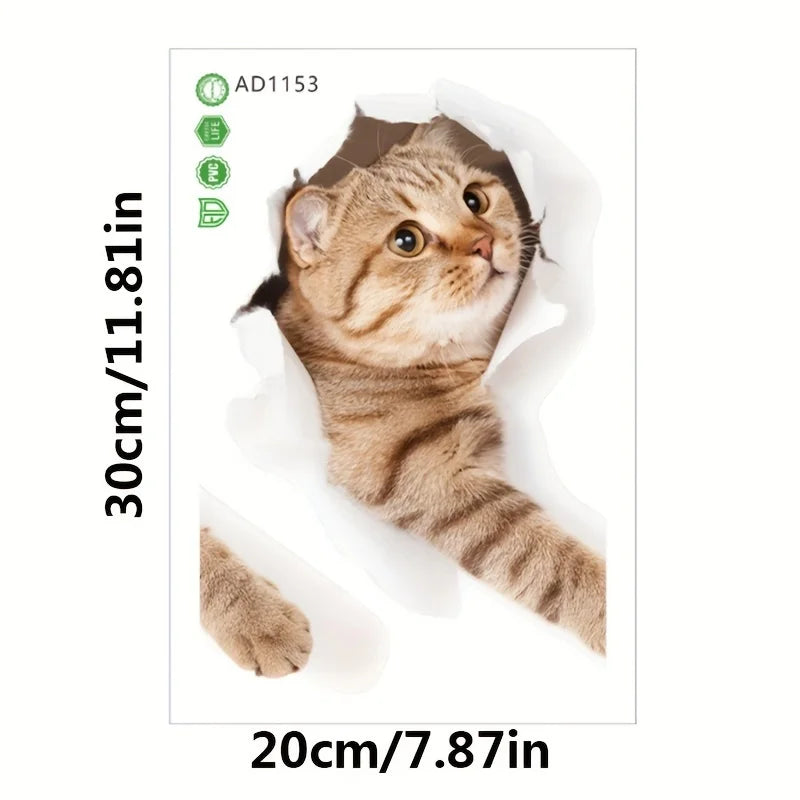 Cartoon Cat Toilet Sticker Bathroom Beauty Decoration Cover Qme
