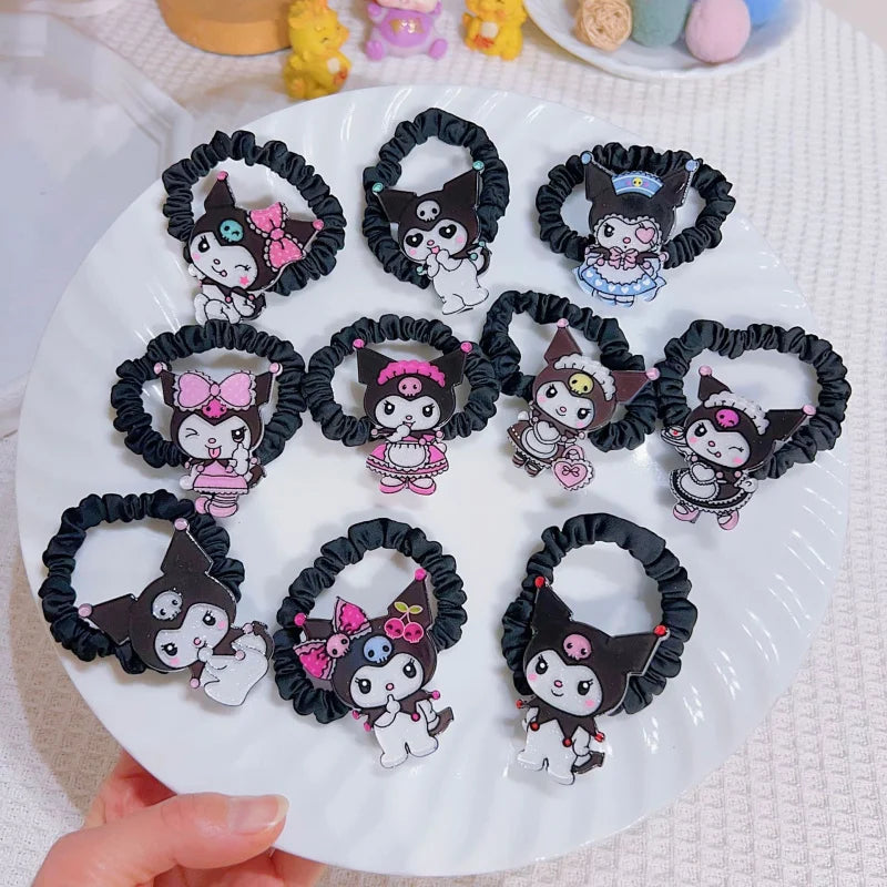 Clowmi Hair Clips Black Pink School Ties Accessories Cute Bands Qme