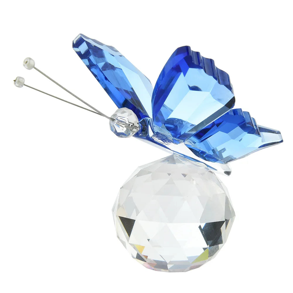 3D Butterfly Crystal Figurine Creative Souvenir Desktop Ornament Home Qme blue