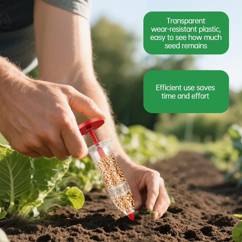 1pc Portable Seed Dispenser - Easy-to-use full-seed hand planter, ideal for garden and lawn care tools, ready to go Qme