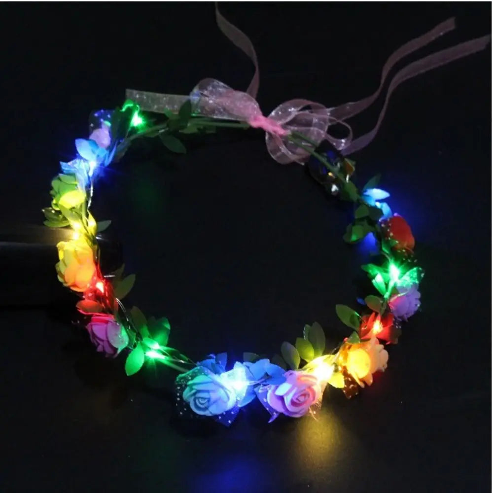 Elegant Vintage Luminous Foam Party Headwear Crown Flower Headband Qme multicolor