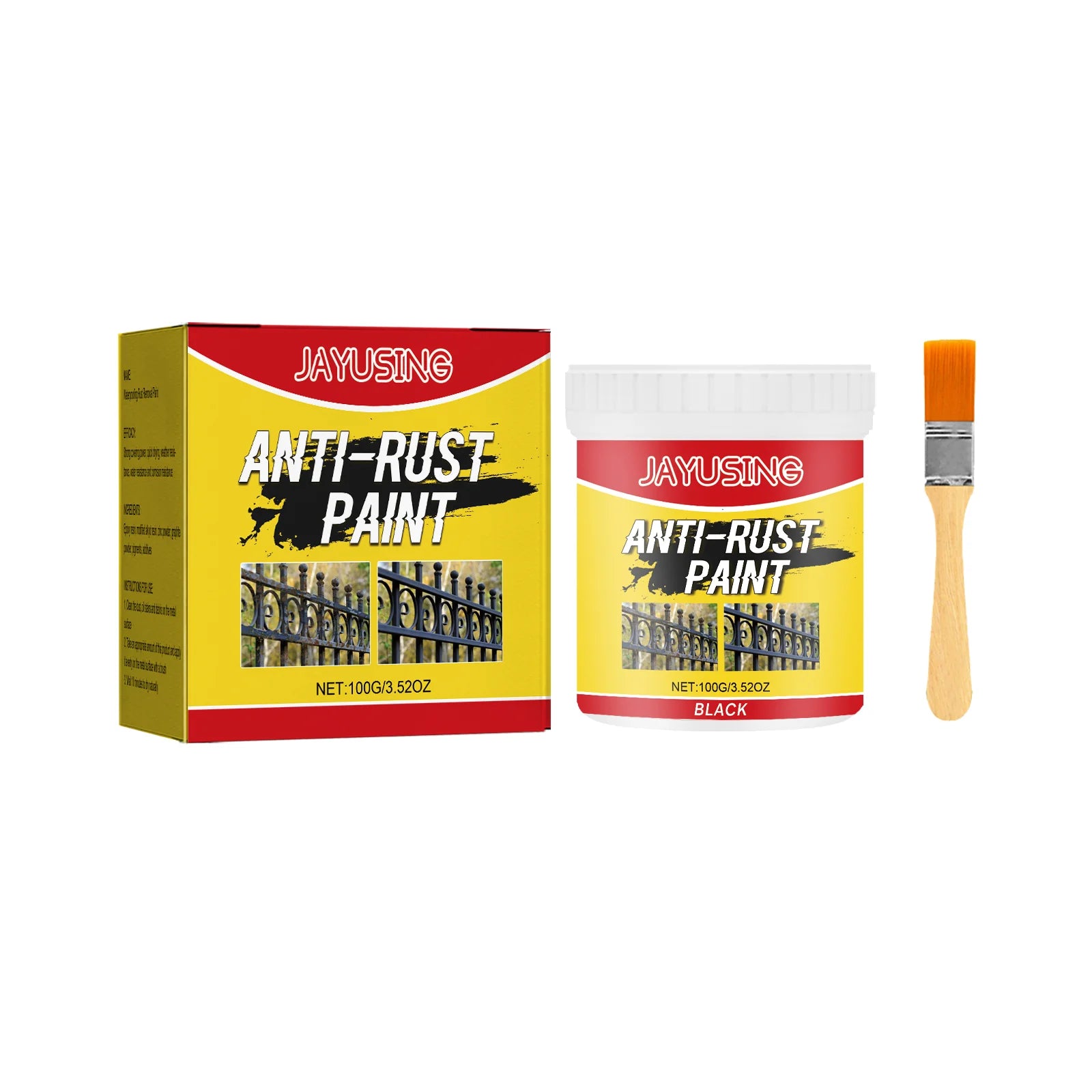 Rust Remover Paint Metal Rust Converter Water Based Metal Renovation Primer Anti Rust Protection Paste Car Rust Conversion Agent Qme 100g black Boxed