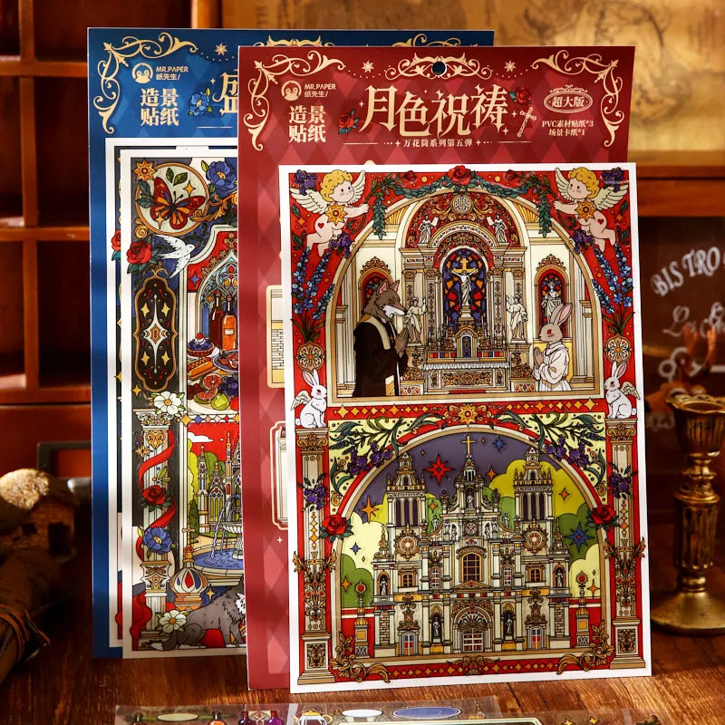 Vintage European Villa Miniature Scenes Great for Journal Scene Building Ideal Gift & Perfect Back-to-School Item Qme