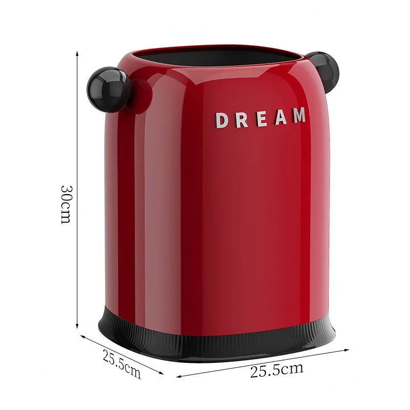 Luxury Home Trash Can for Living Room&Bedroom Garbage Bin Decorative Wastebasket for Office,Bathroom&Desktop,Storage Solution Qme L-Vintage Red