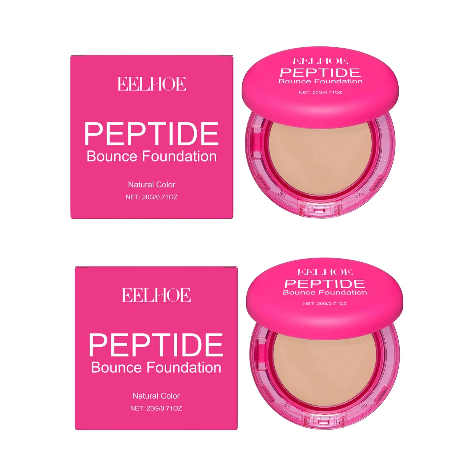 Peptide Bounce Balm Foundation Lasting Full Coverage Concealer Covers Spot Blemishes Brightening Oil Control Makeup Base Cream Qme 2Pcs x Natural Color