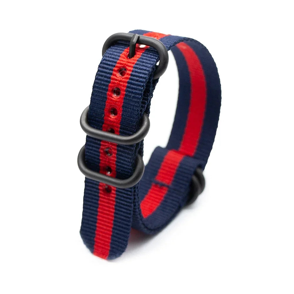 Black Ring Buckle Army Sports Nylon Watch Band Wrist Strap Accessories For Samsung Huawei 18MM 20MM 22MM 24MM Qme