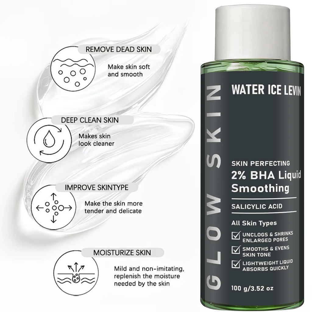 Glow Skin 2% Salicylic Acid BHA Liquid Gel, Aloe Vera Collagen Hydrating Shrink Pores Smooth Facial Care Qme