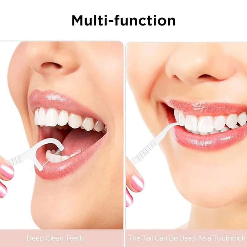 Portable Automatic Floss Dispenser Includes 10Pcs Floss Refillable Ejectable Floss Oral Care Press-on Disposable Flossing Sticks Qme