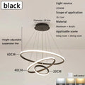 Modern led dining room chandeliers simple ring chandelier living bedroom Lights home indoor lighting decorative Pendant Lamps Qme black
