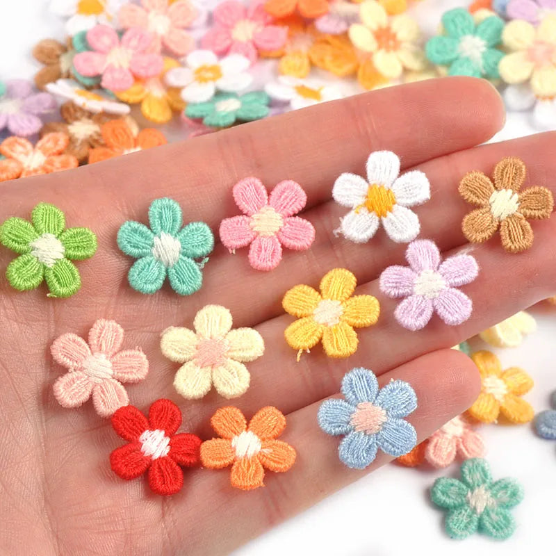 30pcs 16mm Mixed 12color Flower Patches For DIY Clothing Shoes Crafts Sewing Fabric Handmade Material Headwear Accessories c3781 Qme