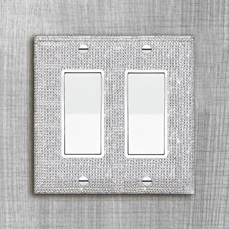 Shiny Wall Plate Cover Rhinestone Outlet Aesthetic Silver Rhinestones Qme