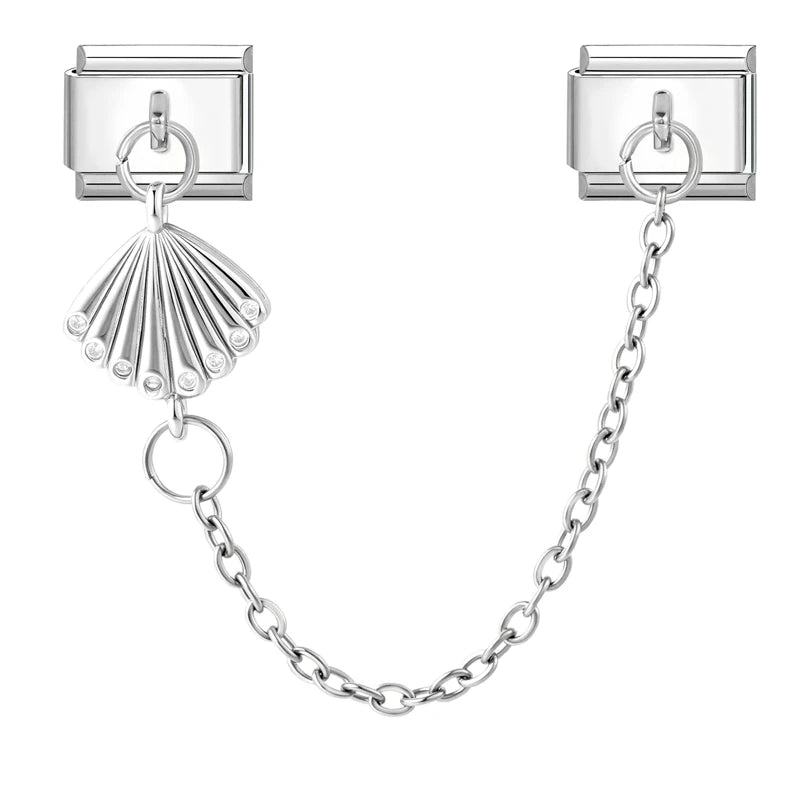 Peach Shiny Zircon Horse Swan Tassel Chain Italian Charm Links Fit 9mm Stainless Steel Bracelet Women Jewelry DIYMaking Gift Qme S 4