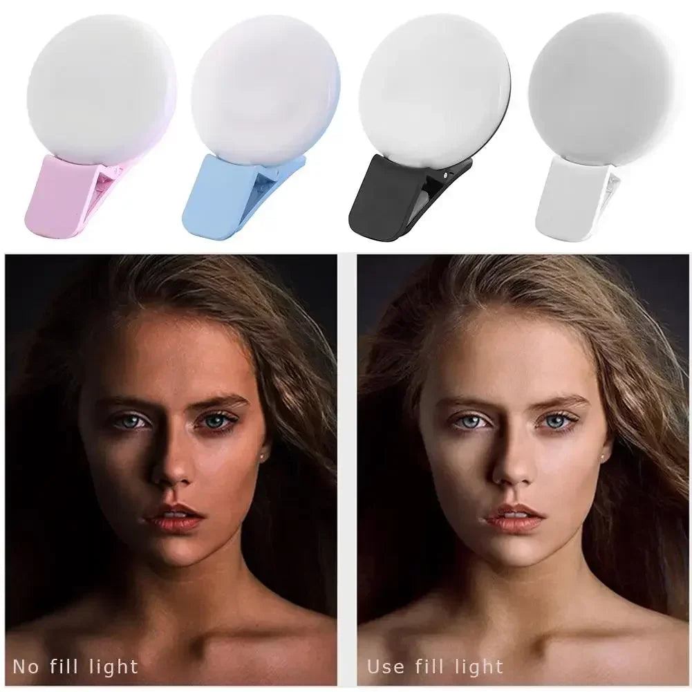 Mobile Phone LED Selfie Ring Light Portable Mini Durable Practical Three Stop Dimming Circle Photography Clip Fill Light Qme