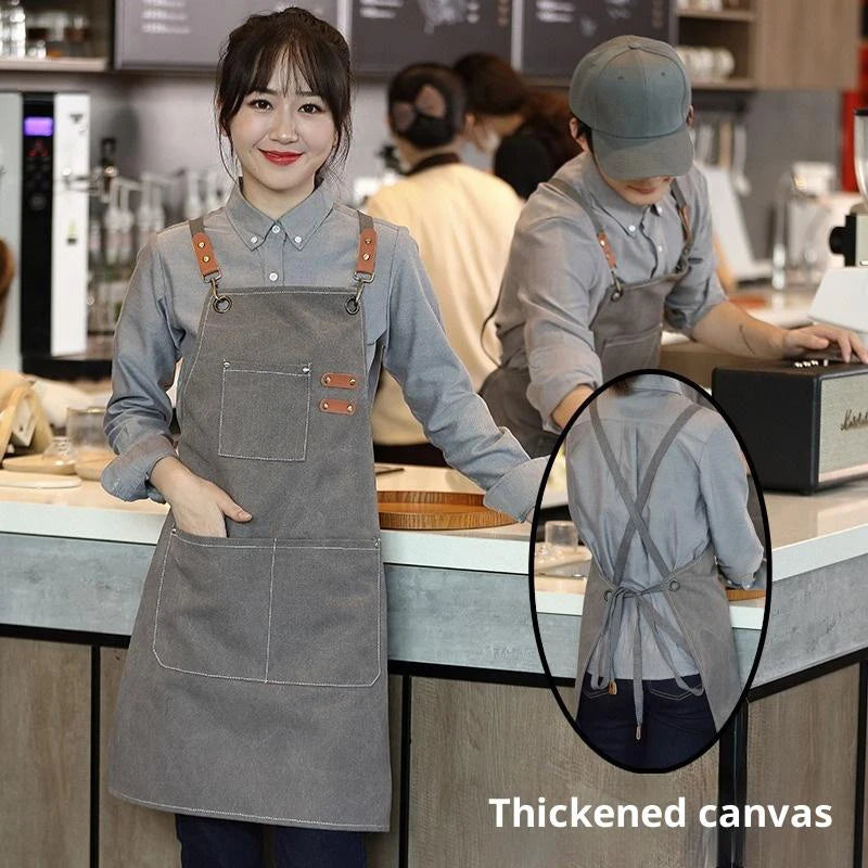 Household Canvas Apron Oil-proof Can Wipe Hands Kitchen Cooking Men Qme