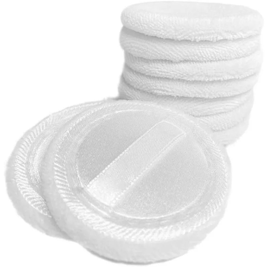 Powder Puff Cotton Cosmetic Makeup Puffs Pads Ribbon Face Loose Qme white 5 PCS