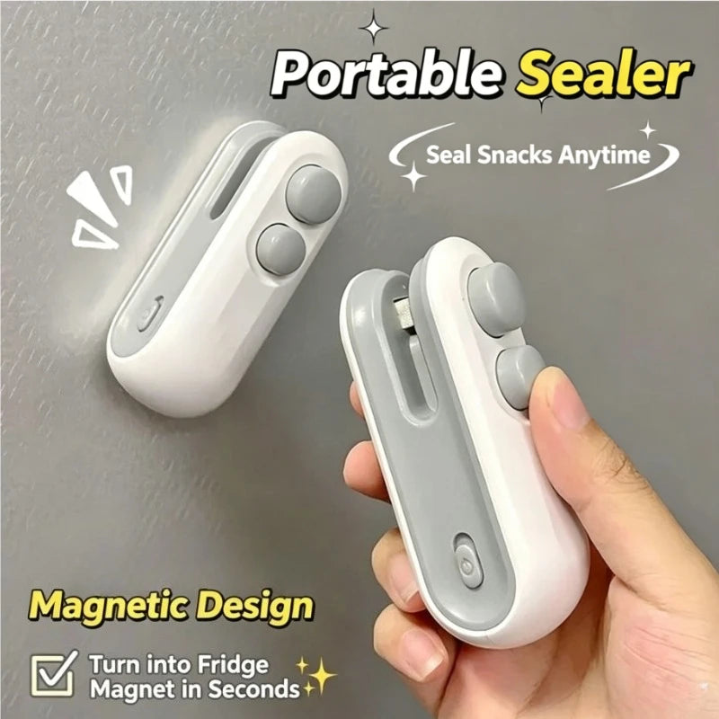 Mini Sealing Machine USB Rechargable Heat Sealer Storage Bag Plastic Package Food Sealer Clip Bag Handheld Food Heat Sealer Qme