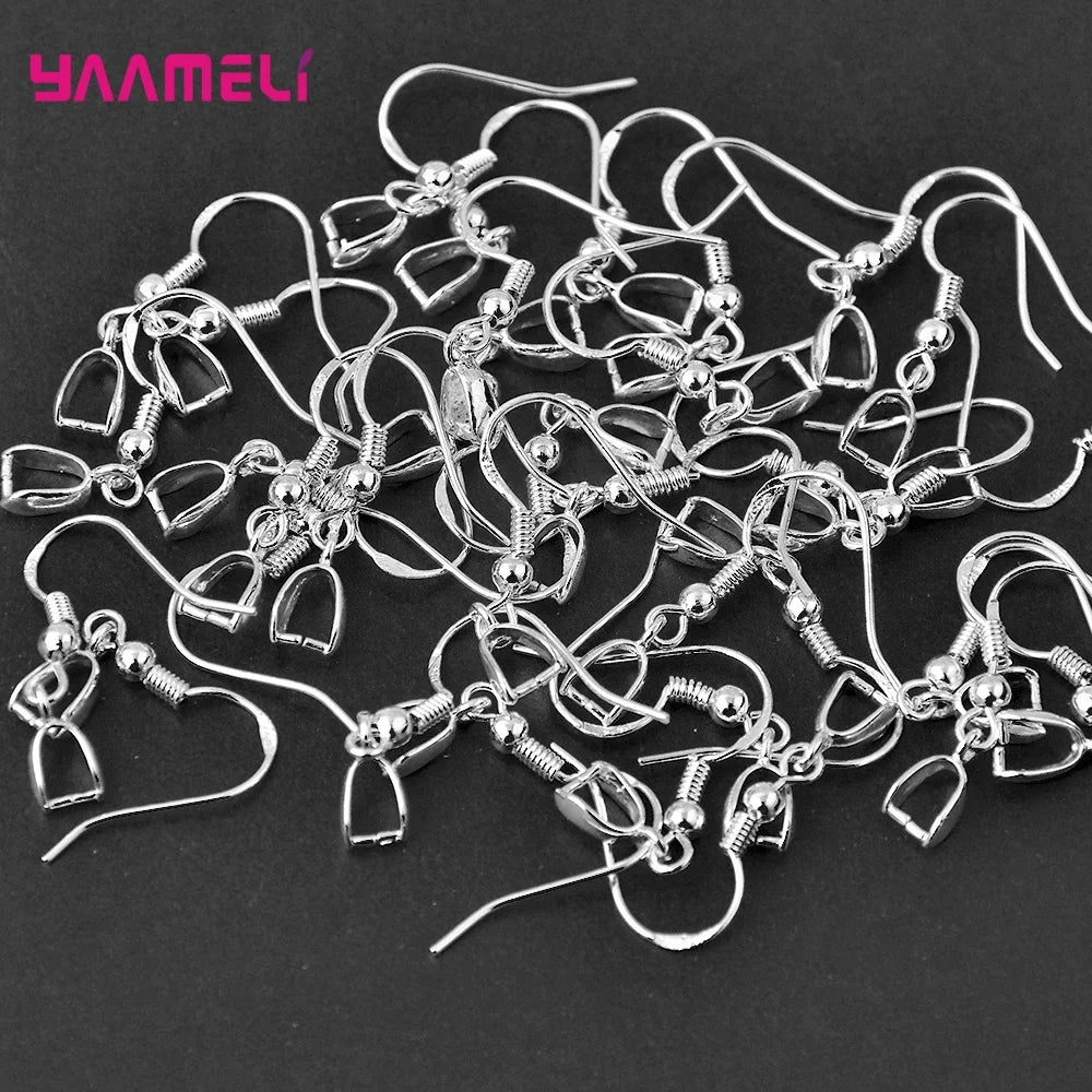 50PCS Lot Wholesale 925 Sterling Silver Handmade Jewelry Findings Components Bail Connector Bale Pinch Clasp for Earrings Qme