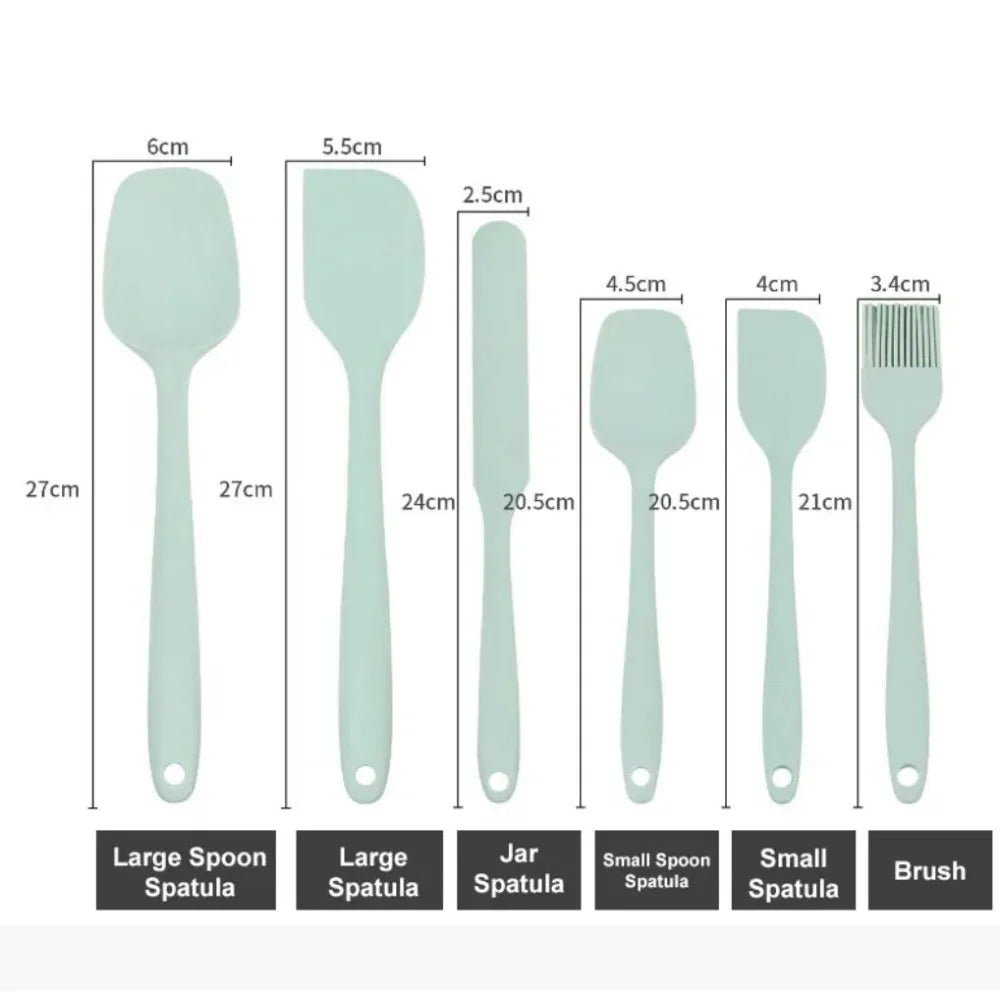 6 Silicone Spatula Food Grade Non Stick Heat Resistant Spatulas Qme