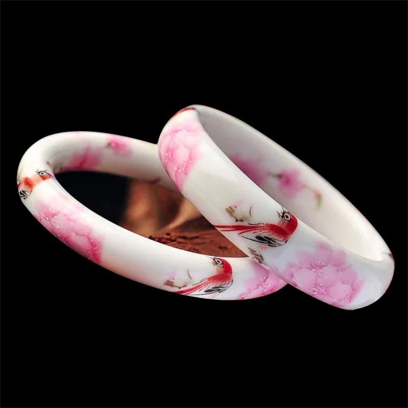 Chinese Antique Blue and White Porcelain Bangle Classic Ethnic Jingdezhen Ceramic Crafts Collection Jewelry Gifts Collection Qme