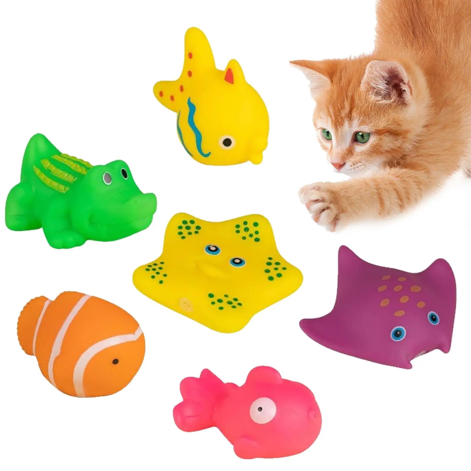 Cat Pool Toys 6pcs Interactive Cat Squeaky Toys for Pool Swimming Bath Fish Toy for Bored Indoor Pet Cat for Backyard Pool Pet Qme