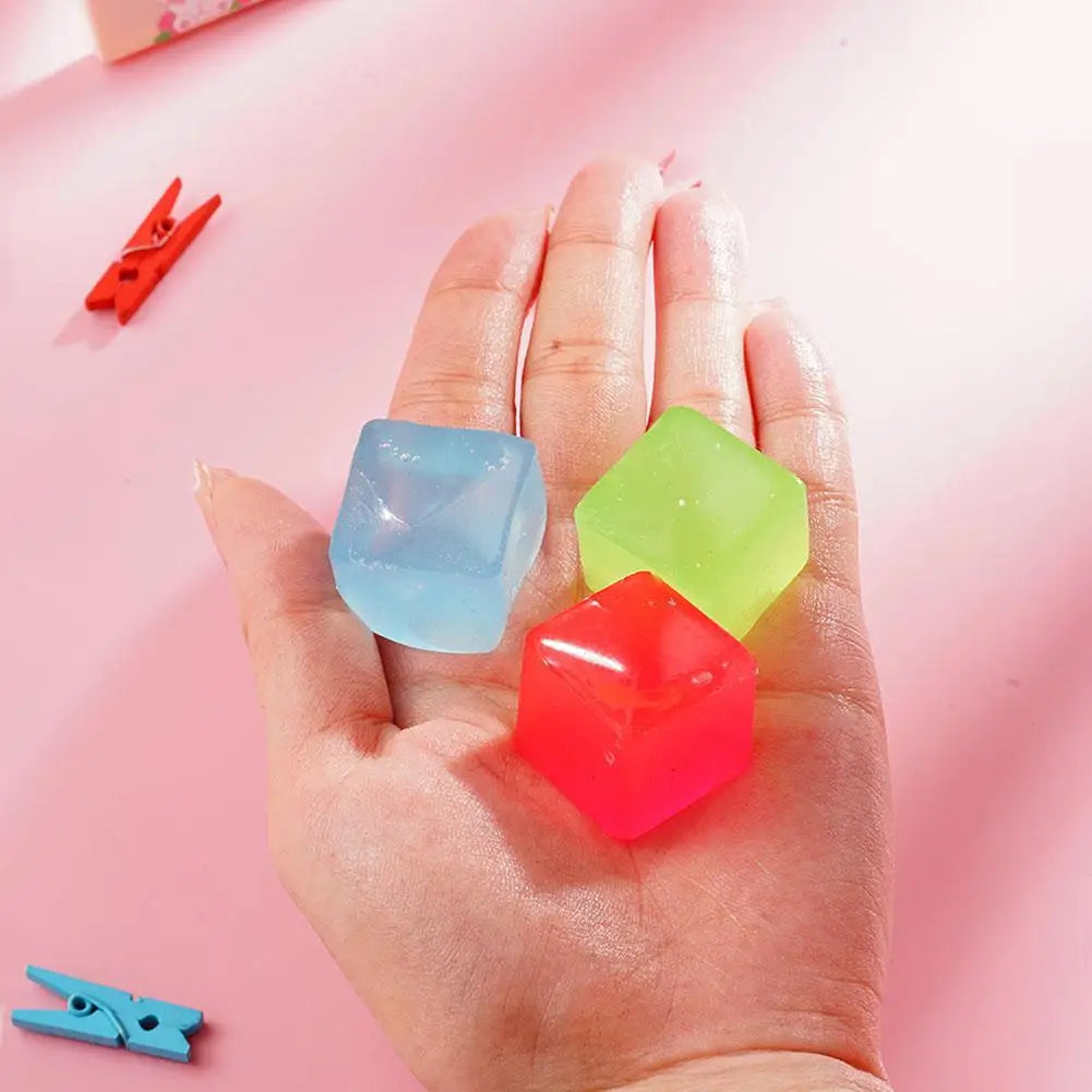 Squeeze Toy Ice Clear Cubes Squishy Toys Fidget Block Stress Ball Qme