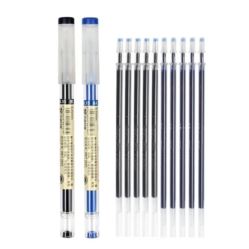3-12pcs/set Fine Point Pen 0.35mm Black Blue Red Ink Gel Pen Ballpoint Pen School Office Student Writing Stationery Supply Qme 12 pcs set A