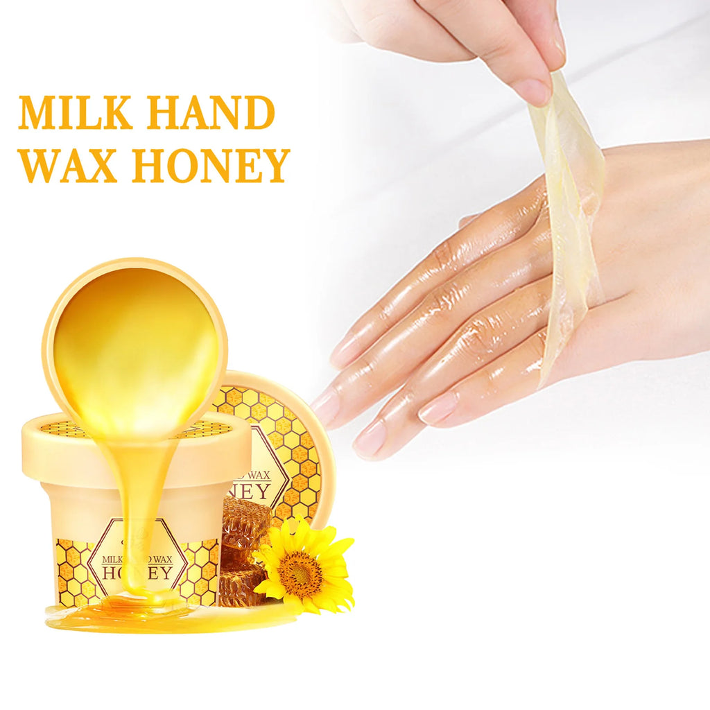 Milk Honey Hand Wax Brightening Moisturizing Repair Exfoliating Peel Off Mask Dead Skin Removal for Soft Smooth Hands Care Qme