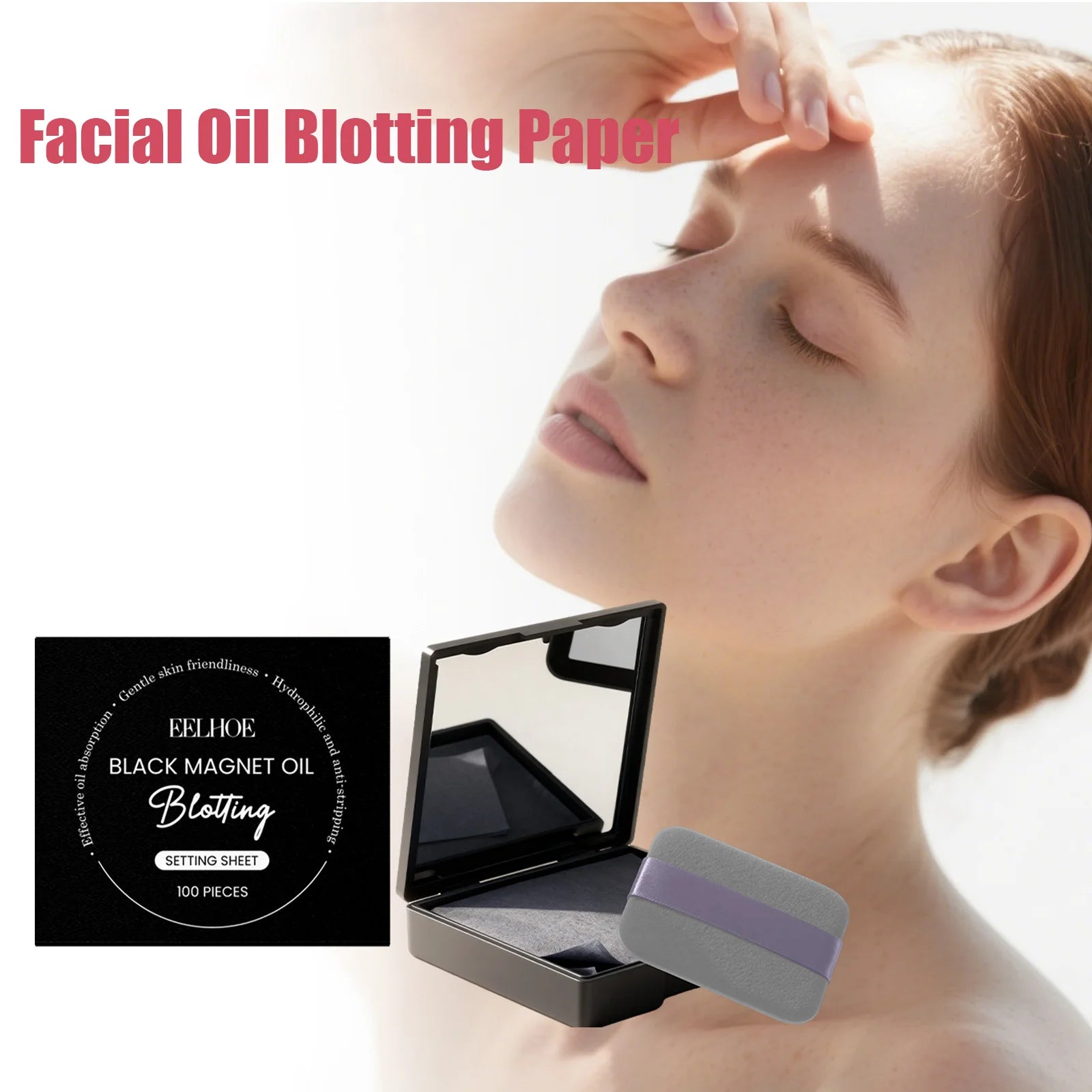 Facial Oil Blotting Paper With Mirror Oil Absorbing Refreshes Skin Makeup Protection Portable for Face Shine Control Daily Use Qme