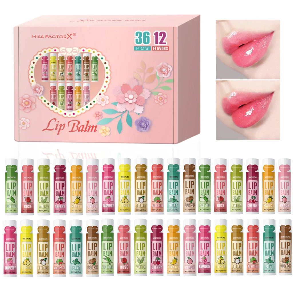 36PCS Moisturizing Lip Balm set 5g deep moisturizing and brightening lips Party gift for friends Qme