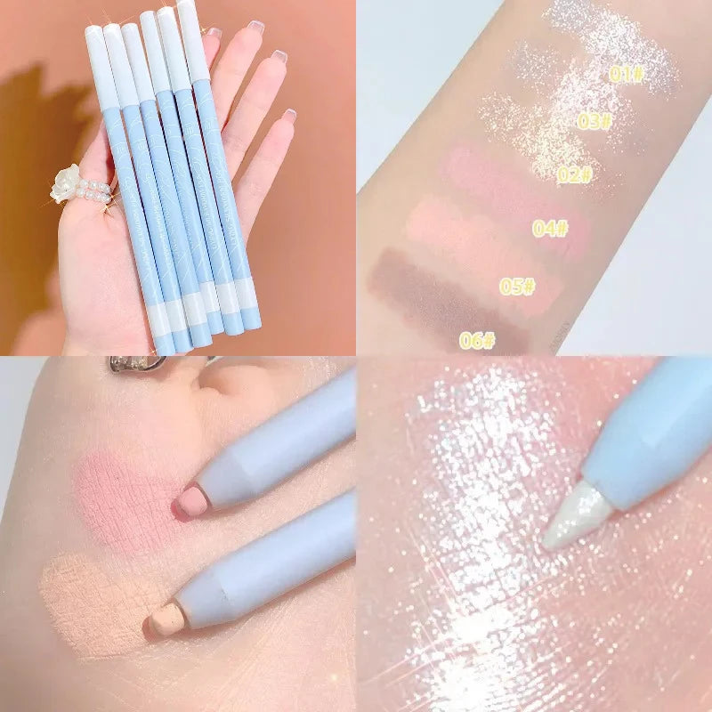 Starry Sky Pearlescent Eyeshadow Pen Shimmer Soft Touch Matte Lying Silkworm Eye Liner Long Lasting Glitter Eye Shadow Cosmetics Qme