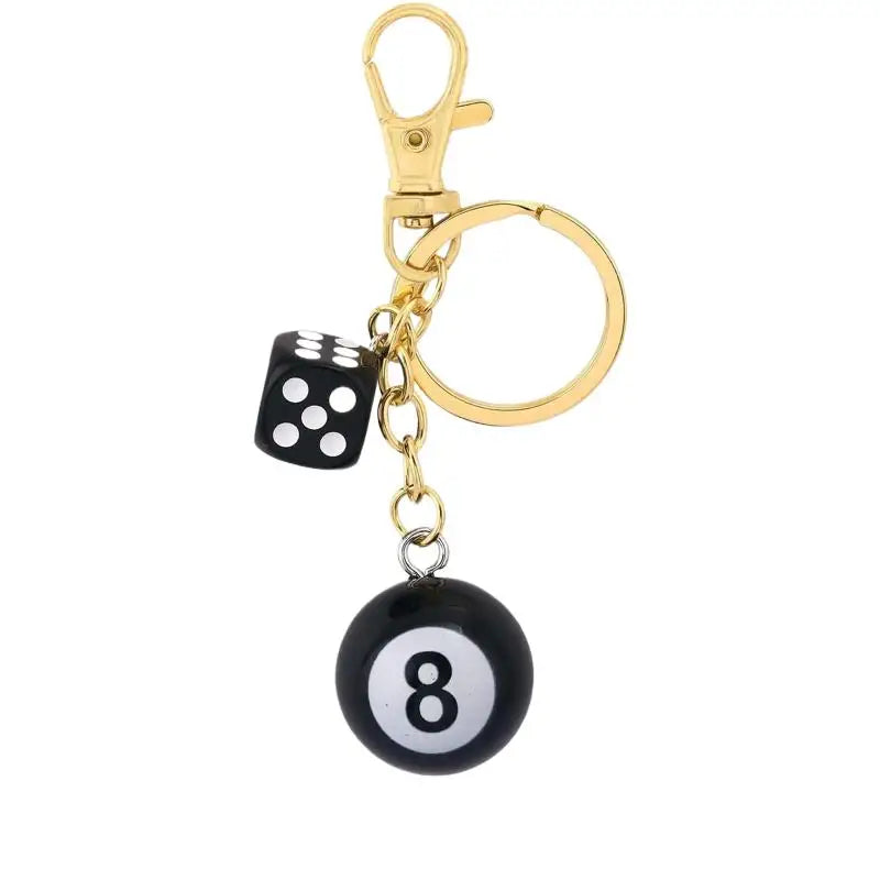 No.8 Billiard Lucky Keychain Punk Hiphop Black Dice Starburst Pendant Y2K Cool Accessory for Daily Wear Birthday Gifts Qme