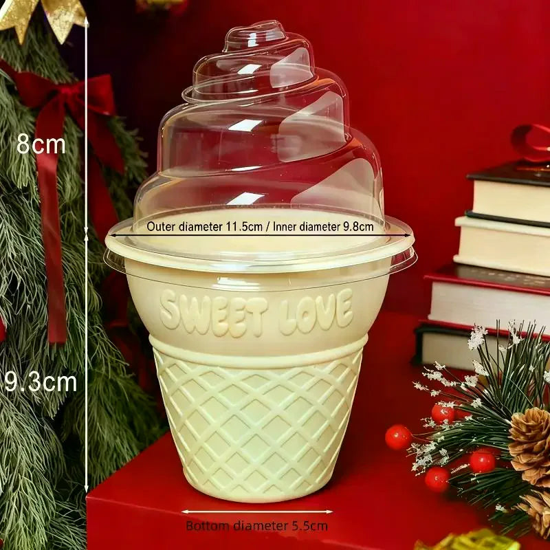 25pcs Ice Cream Cake Cups With Lid Ice Cream Containers Thickened Cake Boxes For Cakes Mousses And Desserts Disposable Party Qme