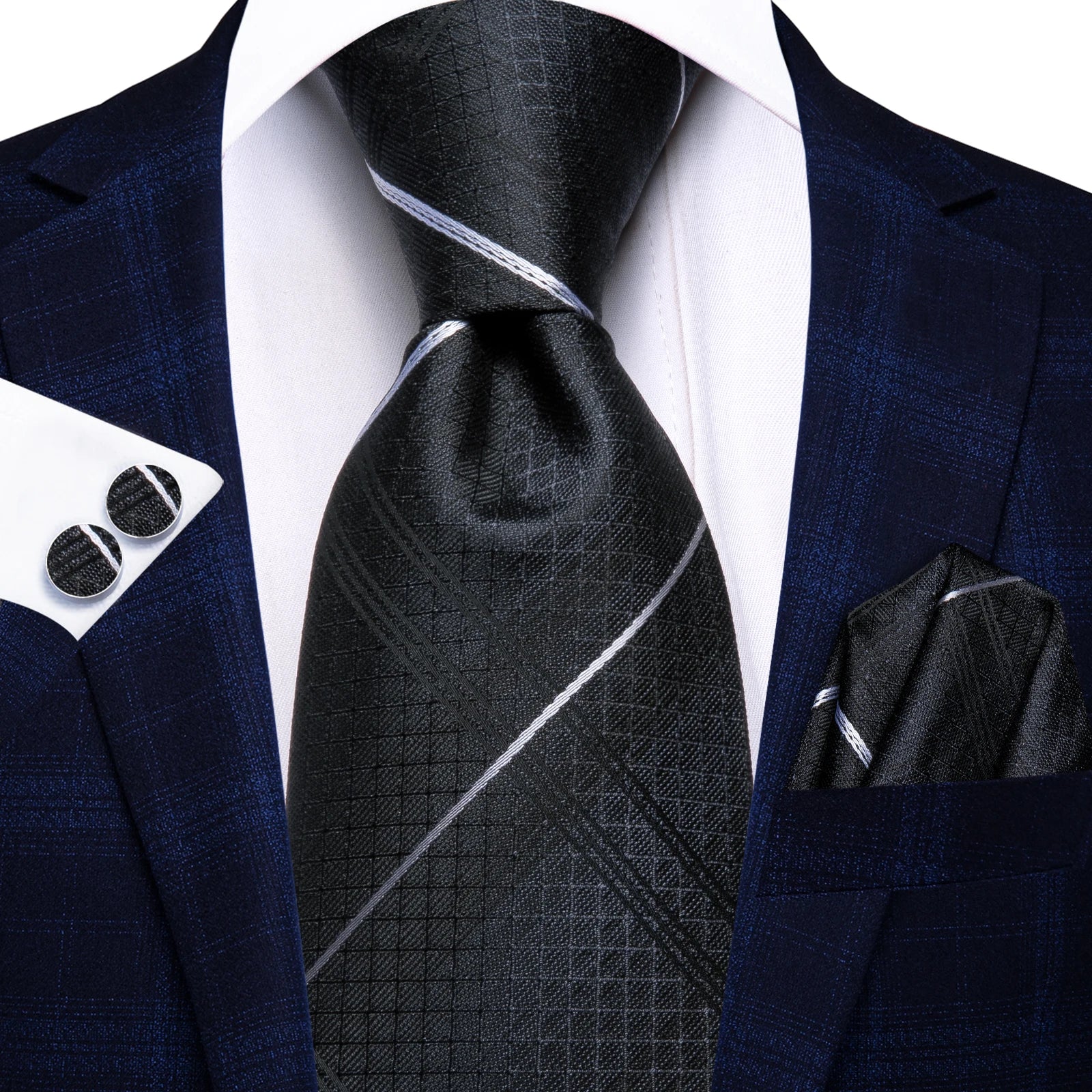 Hi-tie Mens Tie Black Green Purple Geometric Striped Paisley Floral Qme HT-LDSN3998