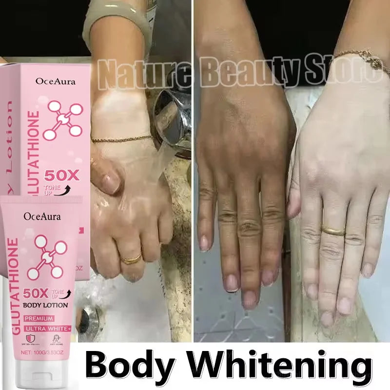 Glutathione Niacinamide Body Lotion Skin Brightening Hydrate Revitalize Even Skin Tone Whitening Face Bleaching Lightening Care Qme