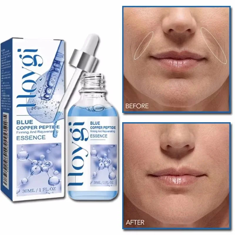 Blue Copper Peptide Wrinkle Remover Serum Instant Firming Lifting Anti-Aging Fade Fine Lines Whitening Korean Skin Care Products Qme