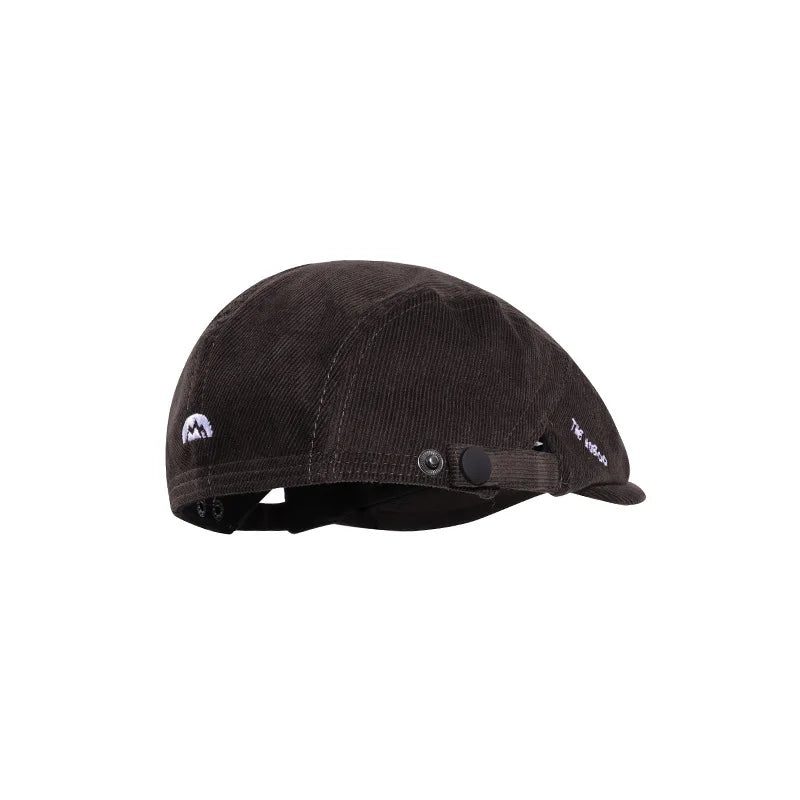 Embroidered Half-circle Beret Corduroy Autumn Winter Hat Trendy Qme coffee One Size