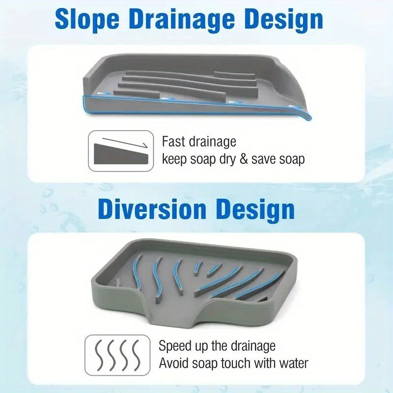 [Silicone Sink Organizer] Silicone Sink Organizer | 1pc Non-Food Contact Soap Sponge Holder | Waterproof Countertop Storage Qme