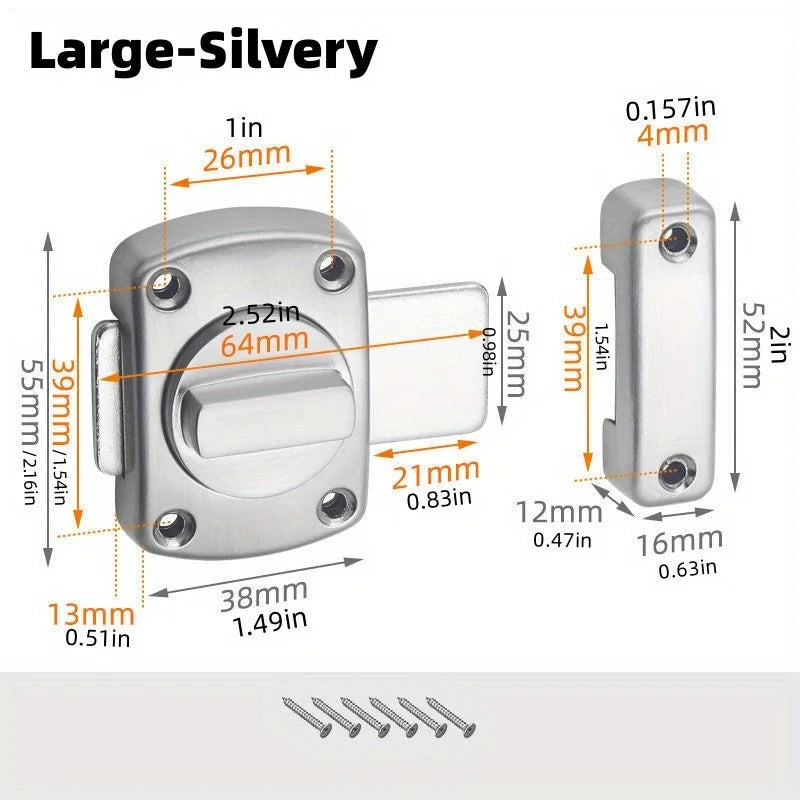 Secure Your Home With This Heavy-Duty Swivel Bolt Door Lock! Qme Large Silvery
