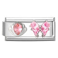 Wholesale Colored Gemstone Bowknot Water Drop Heart Italian Charm Link Stainless Steel Fit 9mm Bracelet Jewelry DIY Making Gifts Qme Style 1