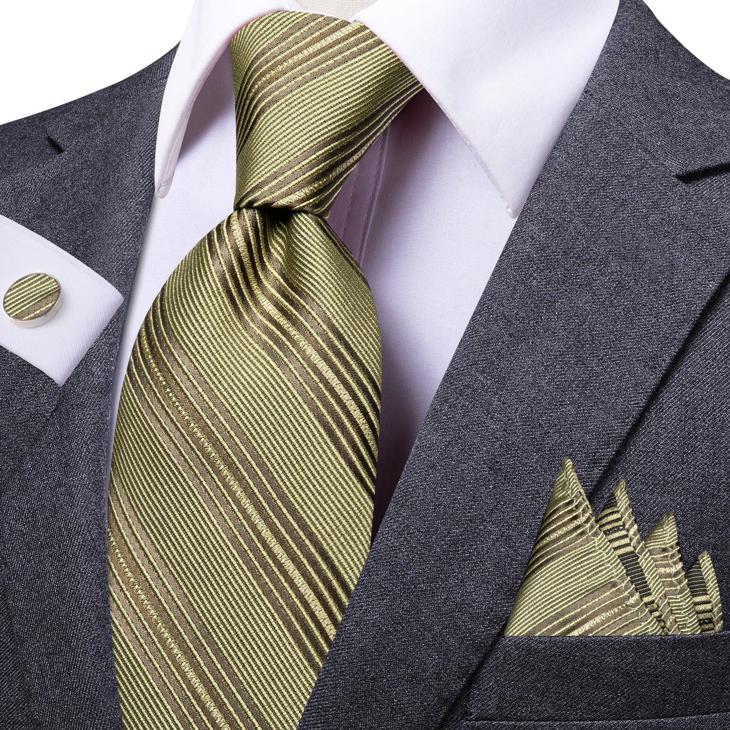 Men's Tie Pocket Square Colorful Striped Business Collection Formal Qme DPT-LDSN0031