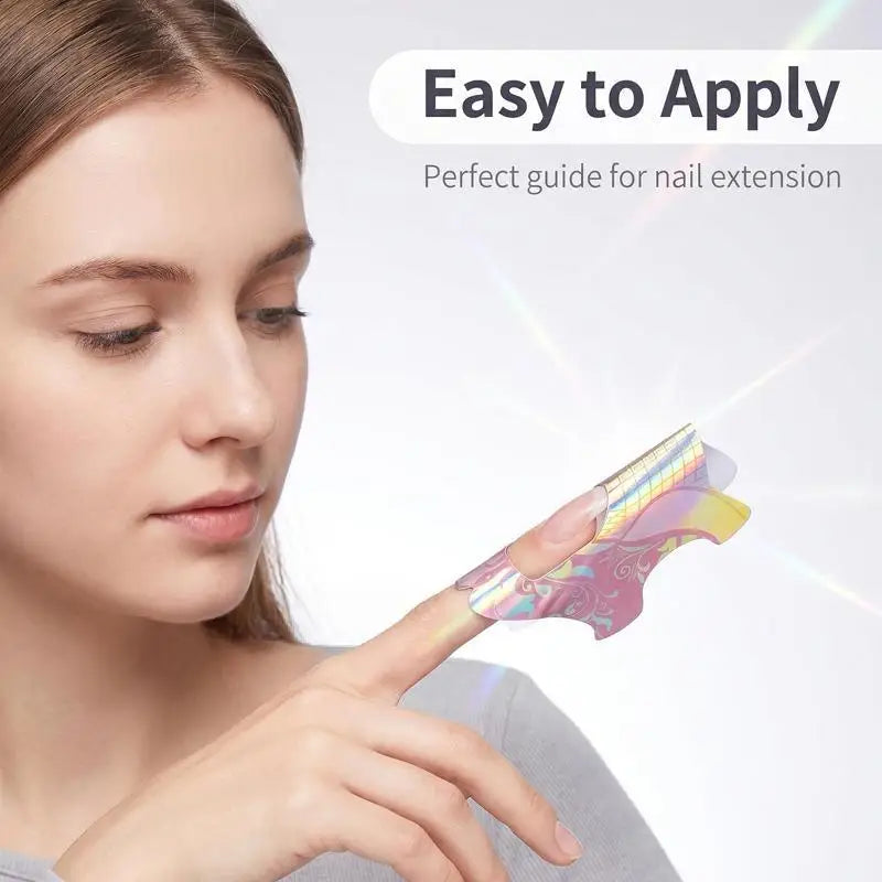Nail Extension Stencil Forms 100 Universal Fit Self-adhesive Stickers Qme