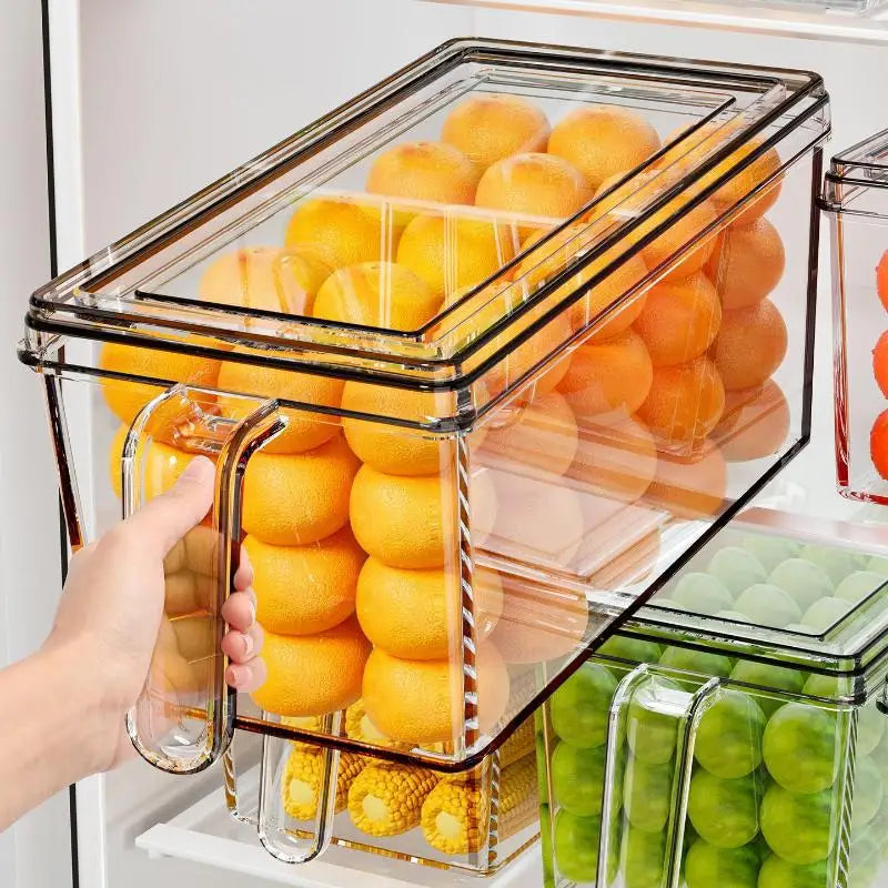 Clear Plastic Fridge Storage Box Kitchen Refrigerator Organizer Qme