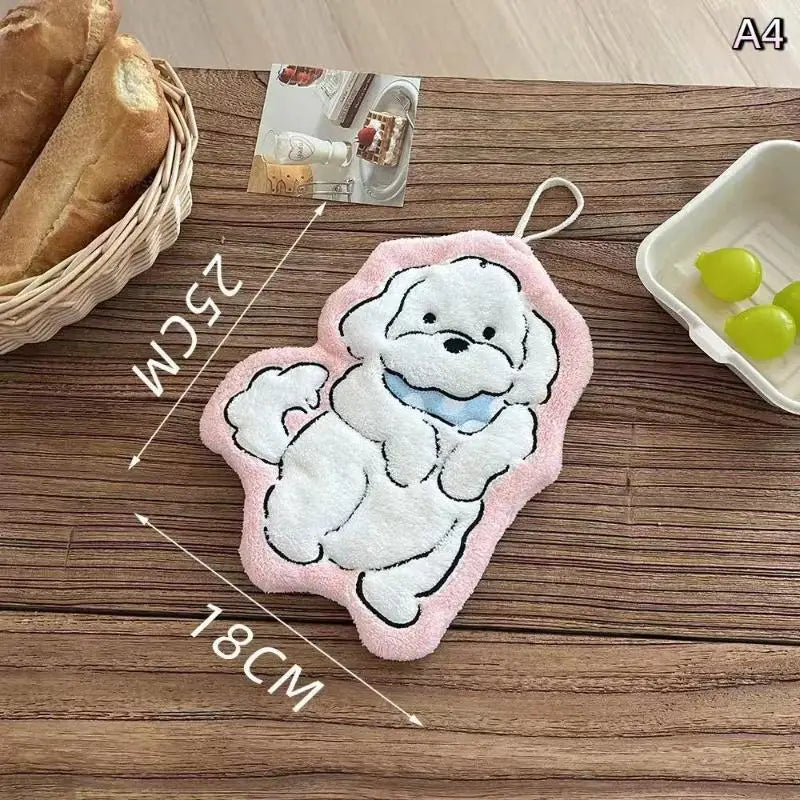 Soft Quick Drying Kitchen Bathroom Household Cartoon Cats Dog Hand Qme A4