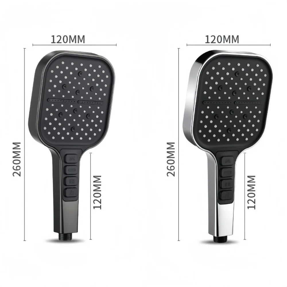 7 Modes Large Shower Head Adjustable High-pressure Water-saving Shower Head One Key Stop Mixer Shower Head Bathroom Accessories Qme