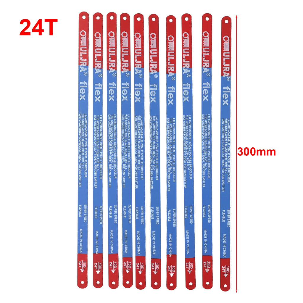 10PCS Bi-Metal Hacksaw Blade Set 300mm Hand Saw Blades For Meat Wood Cutting Flexible Steel Folding Hacksaw Blade Hand Tool Part Qme