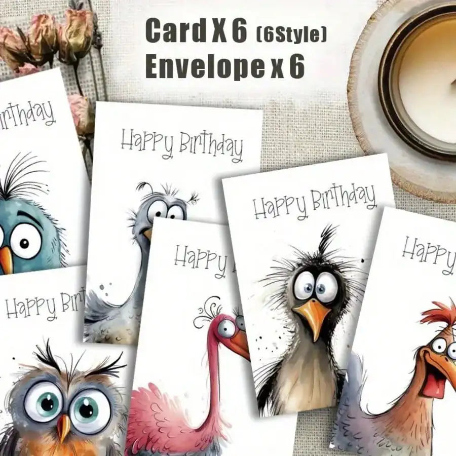 Funny Watercolor Bird Expression Handwritten Greeting Cards 6 Qme
