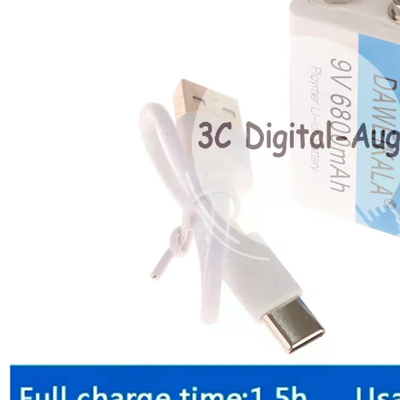 9V 6800mAh Li-ion Rechargeable Battery USB Charging Cable Toy Qme Default Title