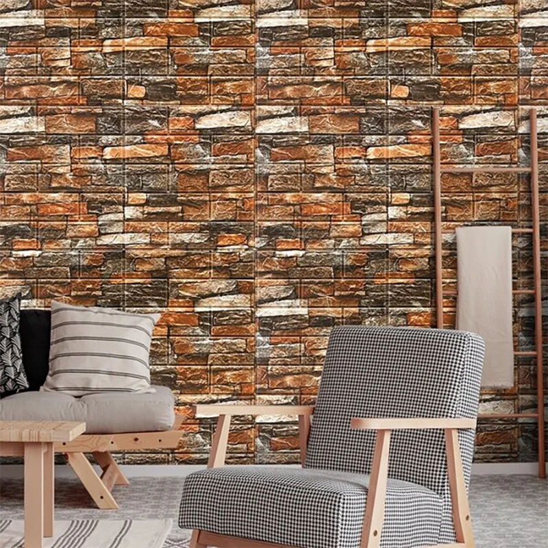 70X100CM Size Self Adhesive Wallpaper for Wall Background Decor Bedroom Living Room DIY 3D Faux Brick Decorative Wall Stickers Qme