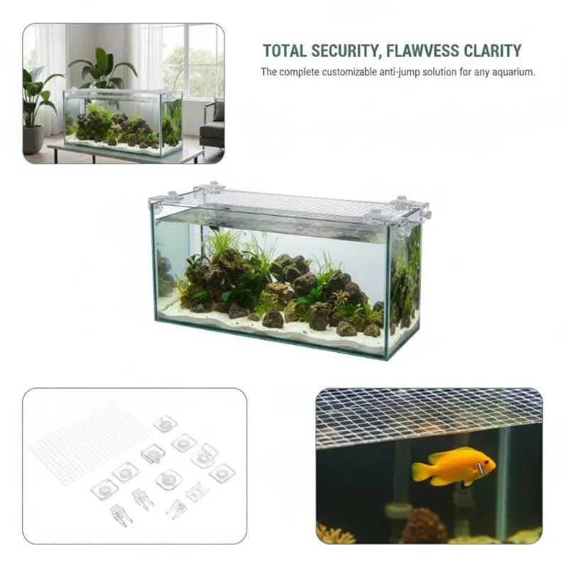 Fish Tank Net Anti Jumping Guard Pet Balcony DIY Accessories Aquarium Qme