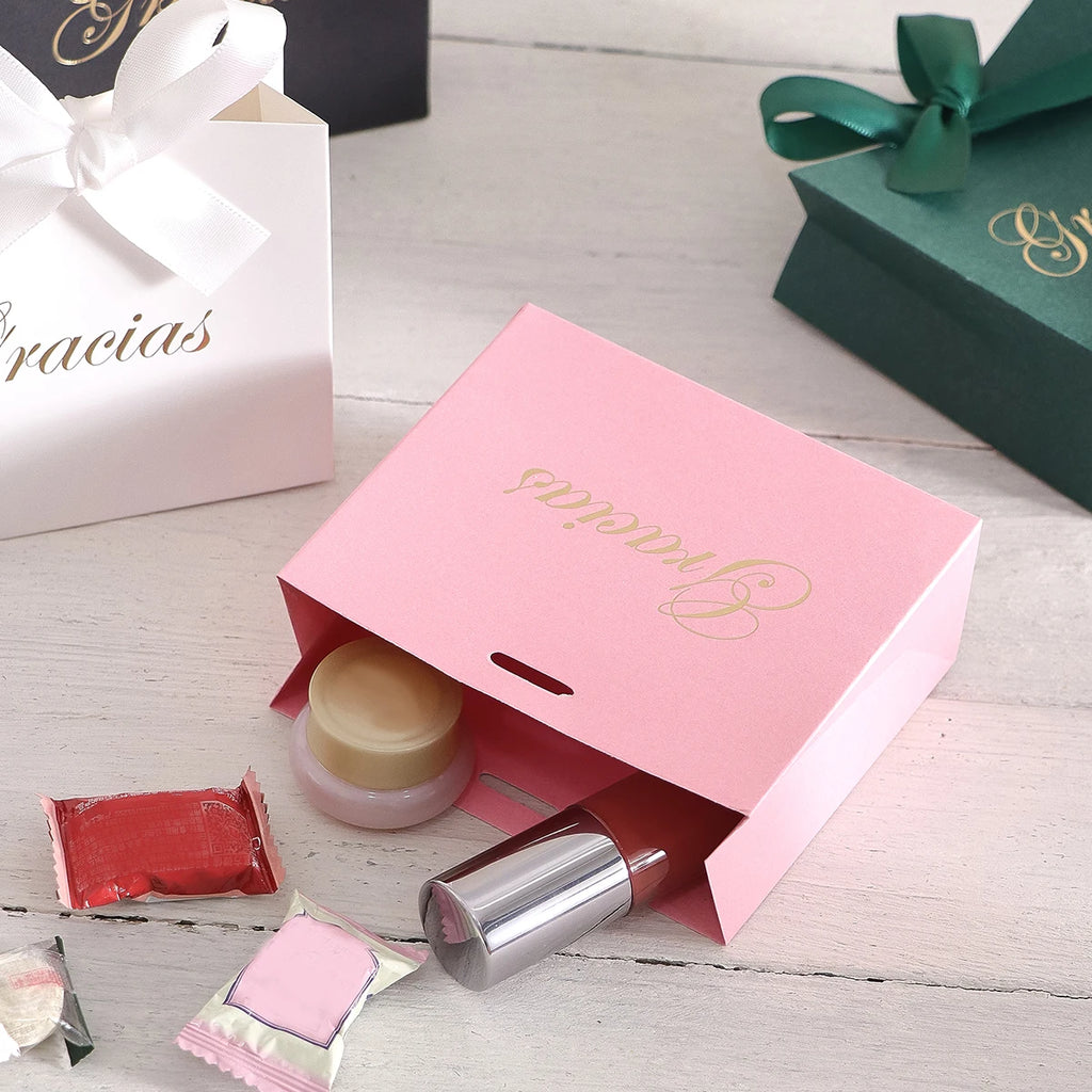 Elegant 5-Piece Gift Box Set With“Gracias” Design and Ribbon - Perfect for Storing Snacks, Candies and Small Gifts - Perfect Fo Qme